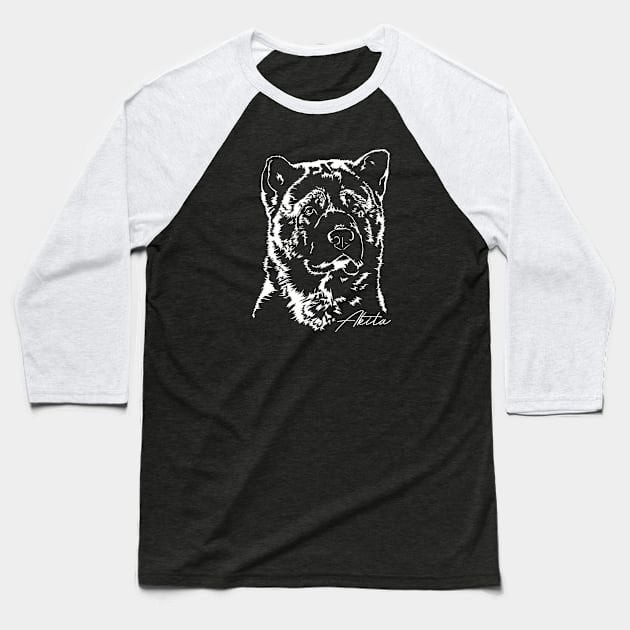 Akita dog lover portrait Baseball T-Shirt by wilsigns